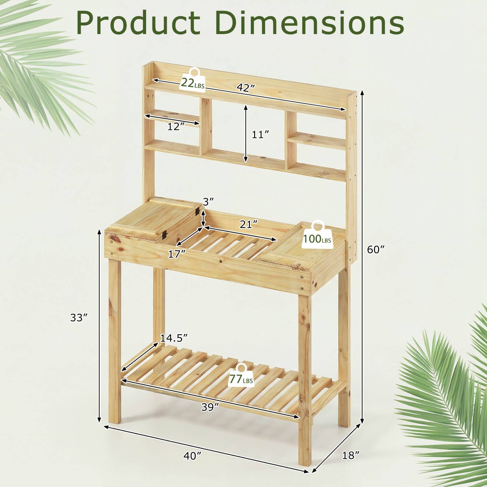 Product Dimensions: 22LBS, 42", 12", 11", 3", 21", 17", 100LBS, 60", 33", 14.5", 77LBS, 39", 40", 18"