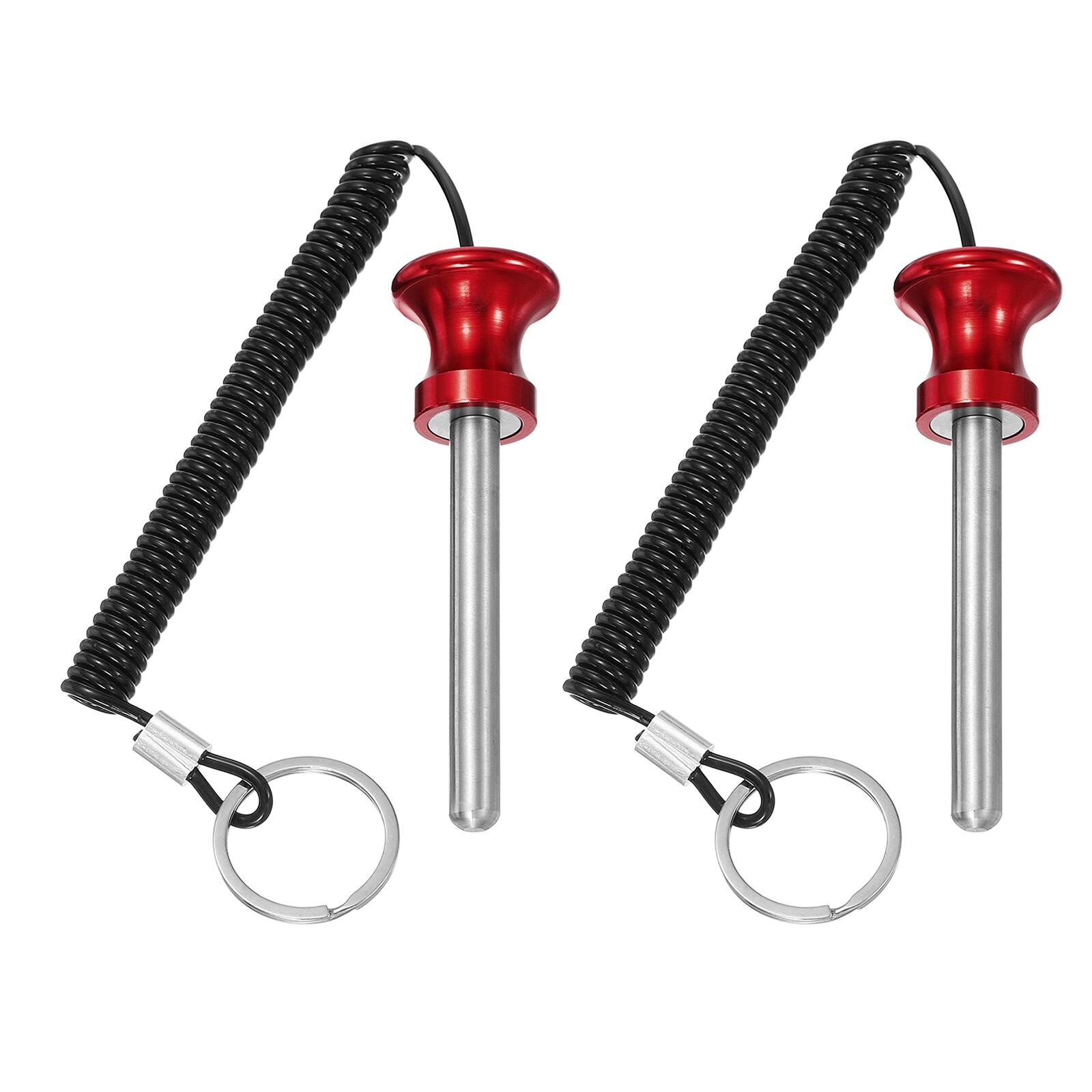 Front. Unique Bargains - Weight Stack Pin, Gym Pin Strength Training Replacement with Pull Rope, 0.4 x 3.1 Inch 2pcs for Home/Gym - Red.