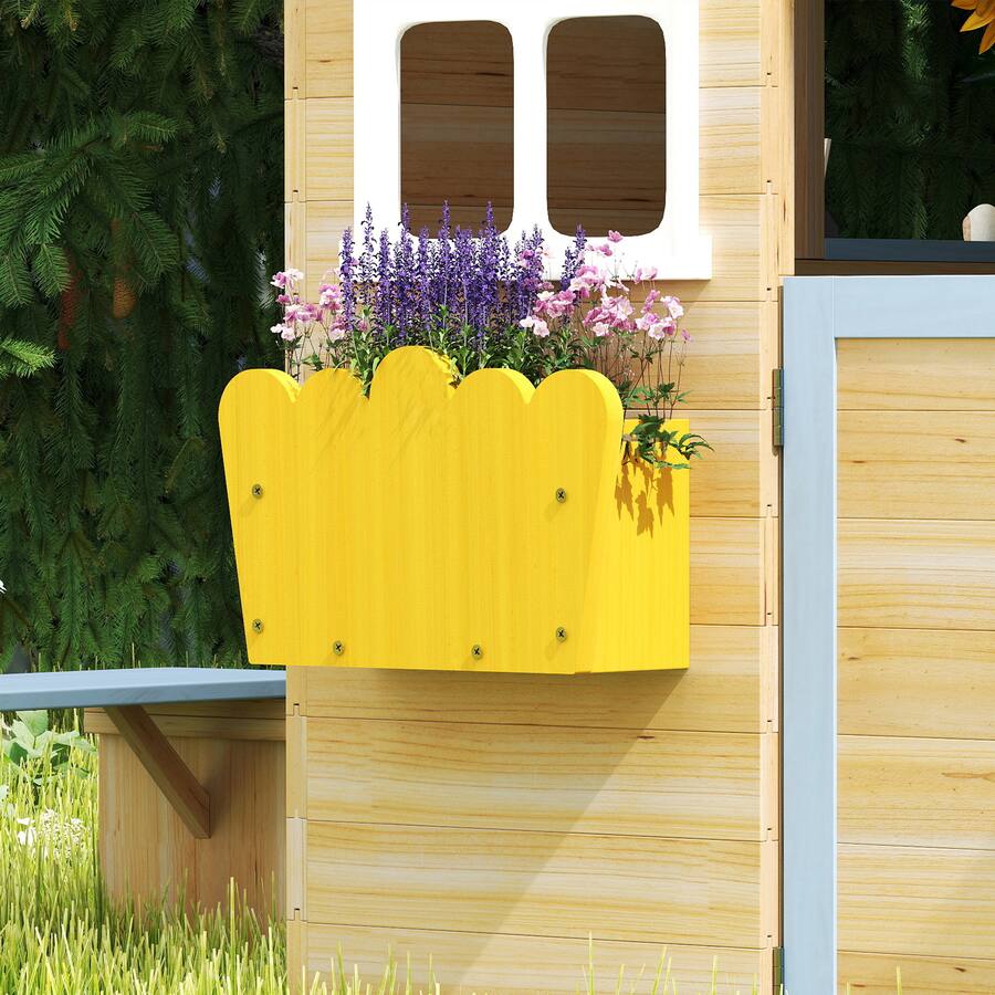 Outsunny Wooden Playhouse for Kids Outdoor Garden Pretend Play Games ...