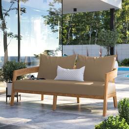 Brisbane Teak Wood Outdoor Patio Loveseat by Modway - Natural Light Brown