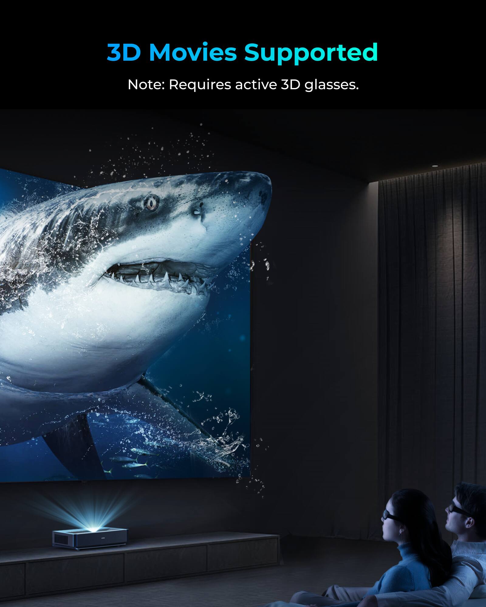 3D Movies Supported  
Note: Requires active 3D glasses.