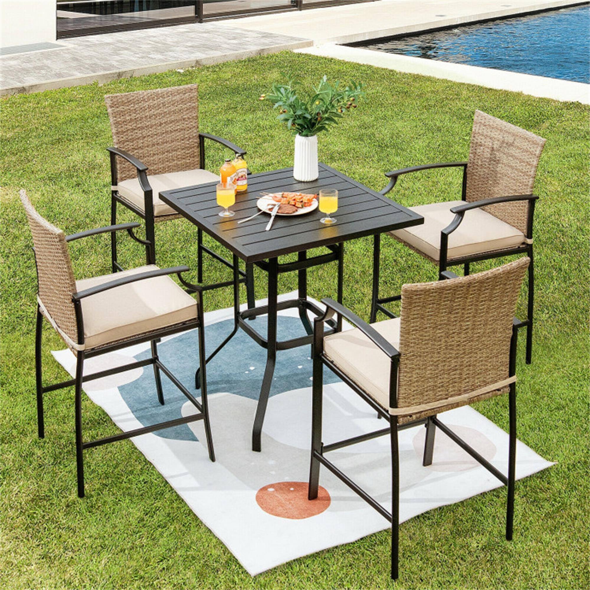 Alt View 3. Boyel Living - Black 32 Inch Square Bar Table Steel for Outdoor Patio Use - Black.