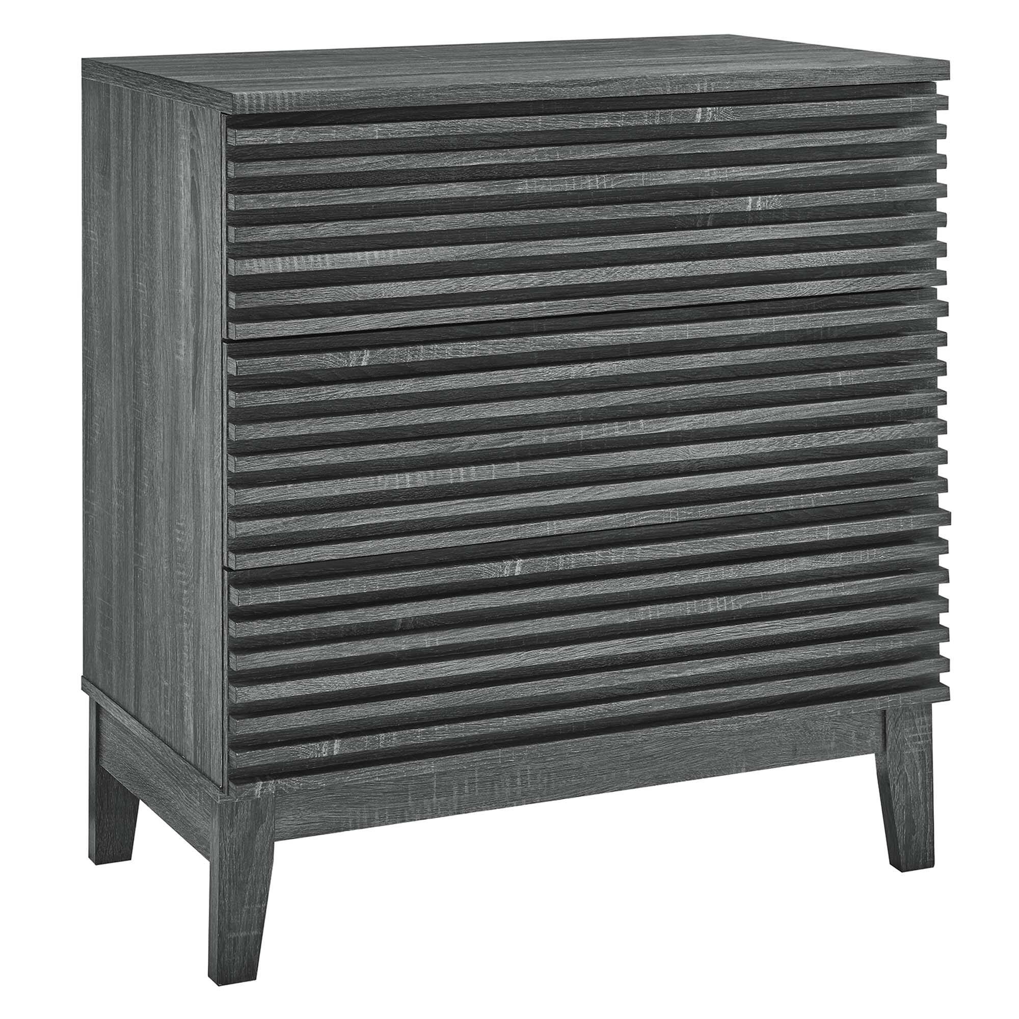 Angle. Modway - Render 3-Drawer Bachelor's Chest by Modway - Charcoal.