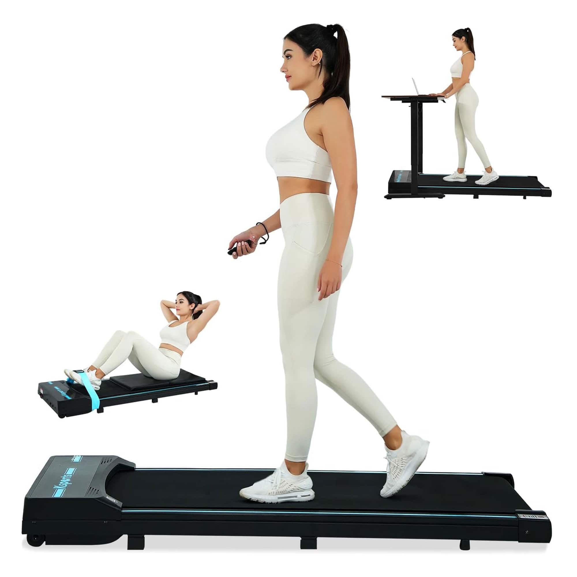 Ksports - Under Desk Walking Pad Classic Treadmill with Wheels and Remote, 2.5 HP - Black