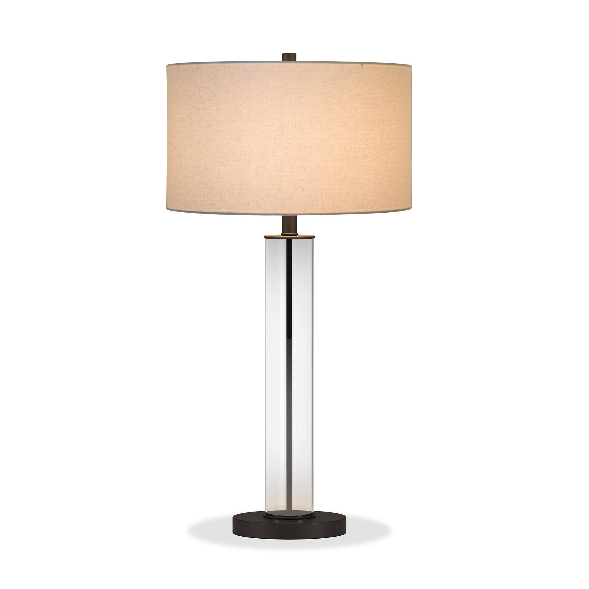 Alt View 19. Hudson&Canal - Harlow Table Lamp - Clear Glass/Blackened Bronze.