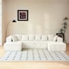 Front. Meqiodas - 130" Boneless Couch, Cloud Couch Sectional, Corduroy Sofa for Living Room, U Shaped Modular Sofa, No Assembly - Beige.