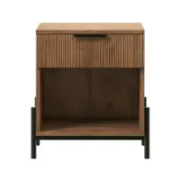 Walker Edison - Modern Reeded-Front 1-Drawer Nightstand - Mocha - Front_Zoom