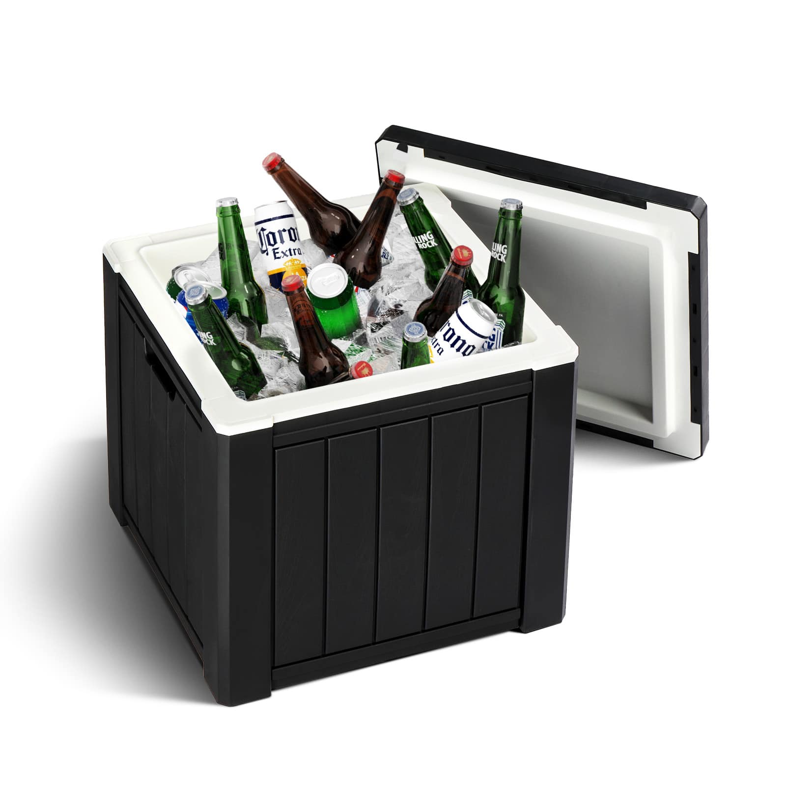 Winado - Cooler Side Table with 10 Gallon Beer & Wine Cooler for Camping Outdoor - Black
