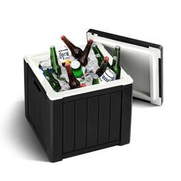 Winado - Cooler Side Table with 10 Gallon Beer & Wine Cooler for Camping Outdoor - Black