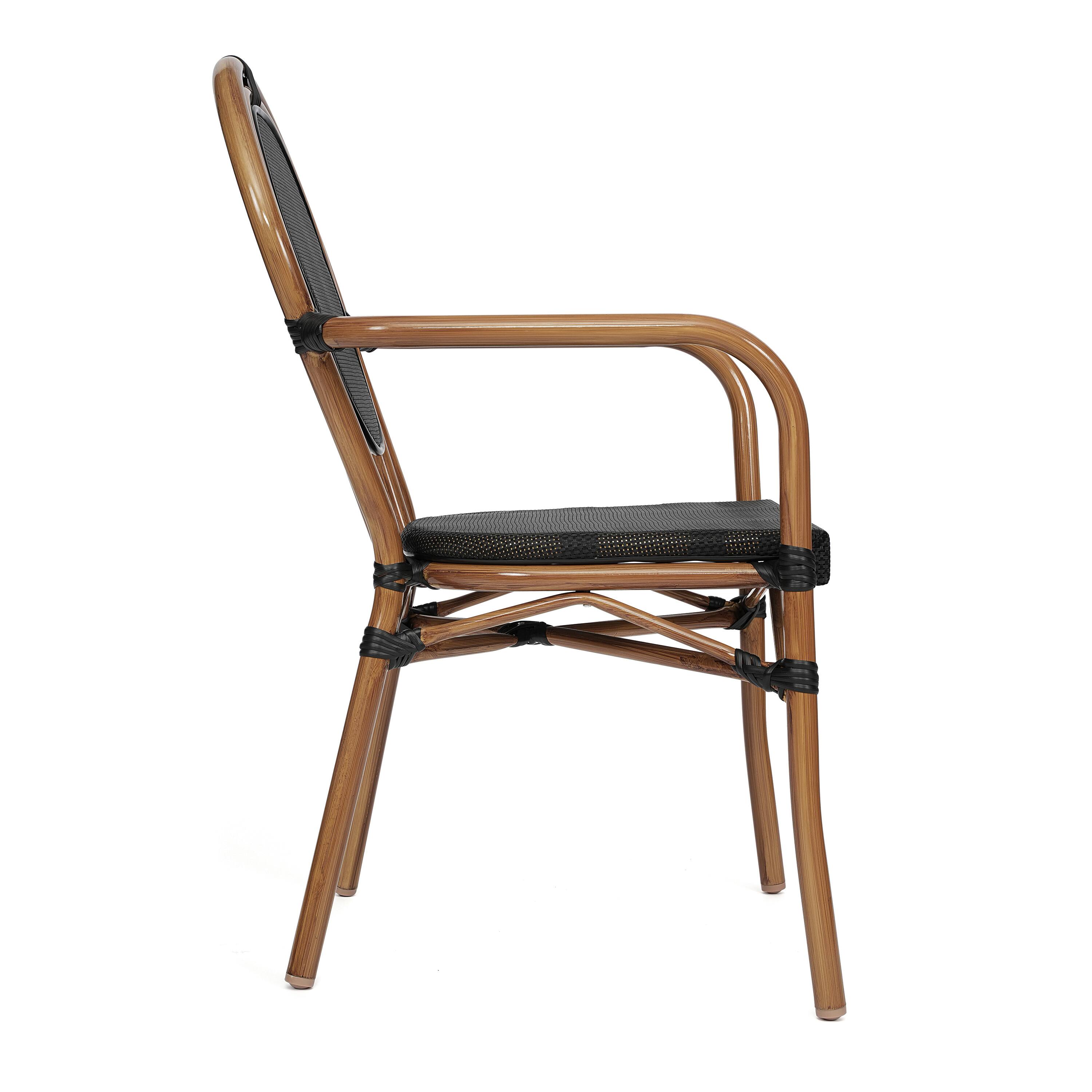 Alt View 8. Emma + Oliver - 2 Pack Stacking Bistro Chair with Bamboo Print Metal Frame - Black/Natural Frame.