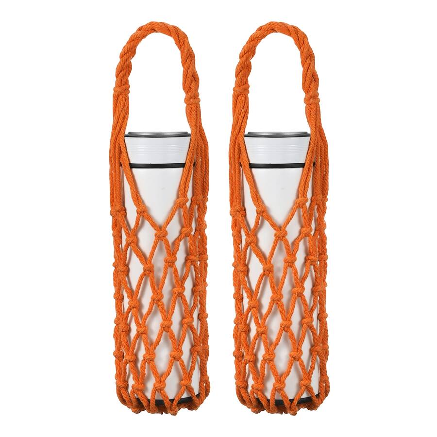 Hand Twisted Rope Unique Bargains 2pcs Crochet Water Bottle Carrier Bag, Handwoven Cotton ...