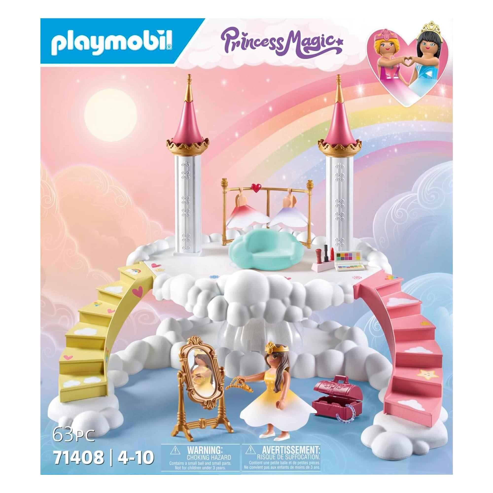 playmobil Princess Magic  
63PC  
71408 | 4-10  

WARNING: CHOKING HAZARD Contains small parts. Not for children under 3 years.  
AVERTISSEMENT: RISQUE DE SUFFOCATION Contient de petites pièces. Ne convient pas aux enfants de moins de 3 ans.