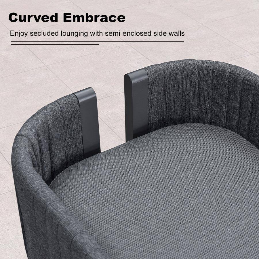 Curved Embrace  
Enjoy secluded lounging with semi-enclosed side walls