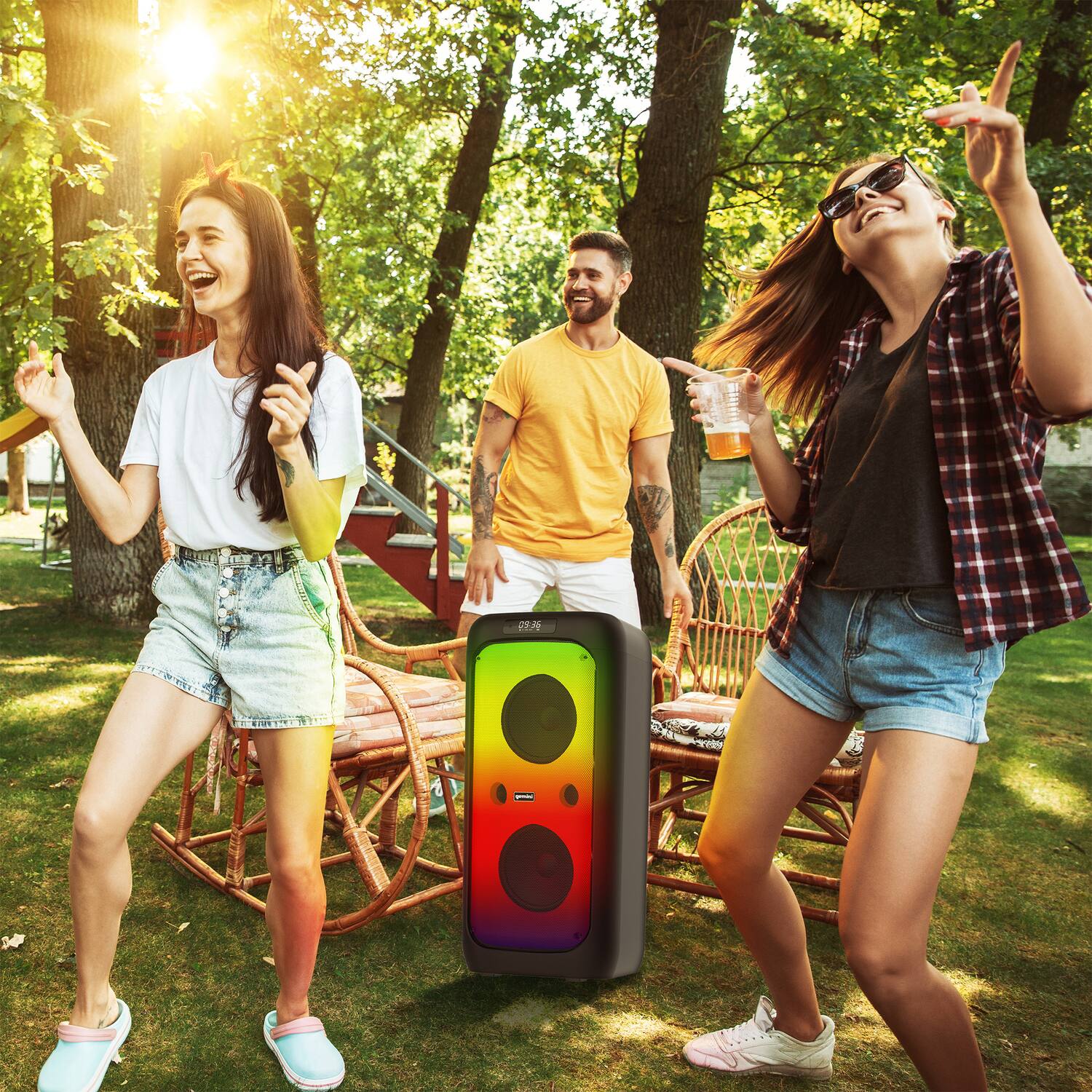 Back. Gemini - GGO Series Portable Bluetooth TWS Dual-Woofer Karaoke Boom Box with Lights, Microphone, Remote GGO-2650L - Black.