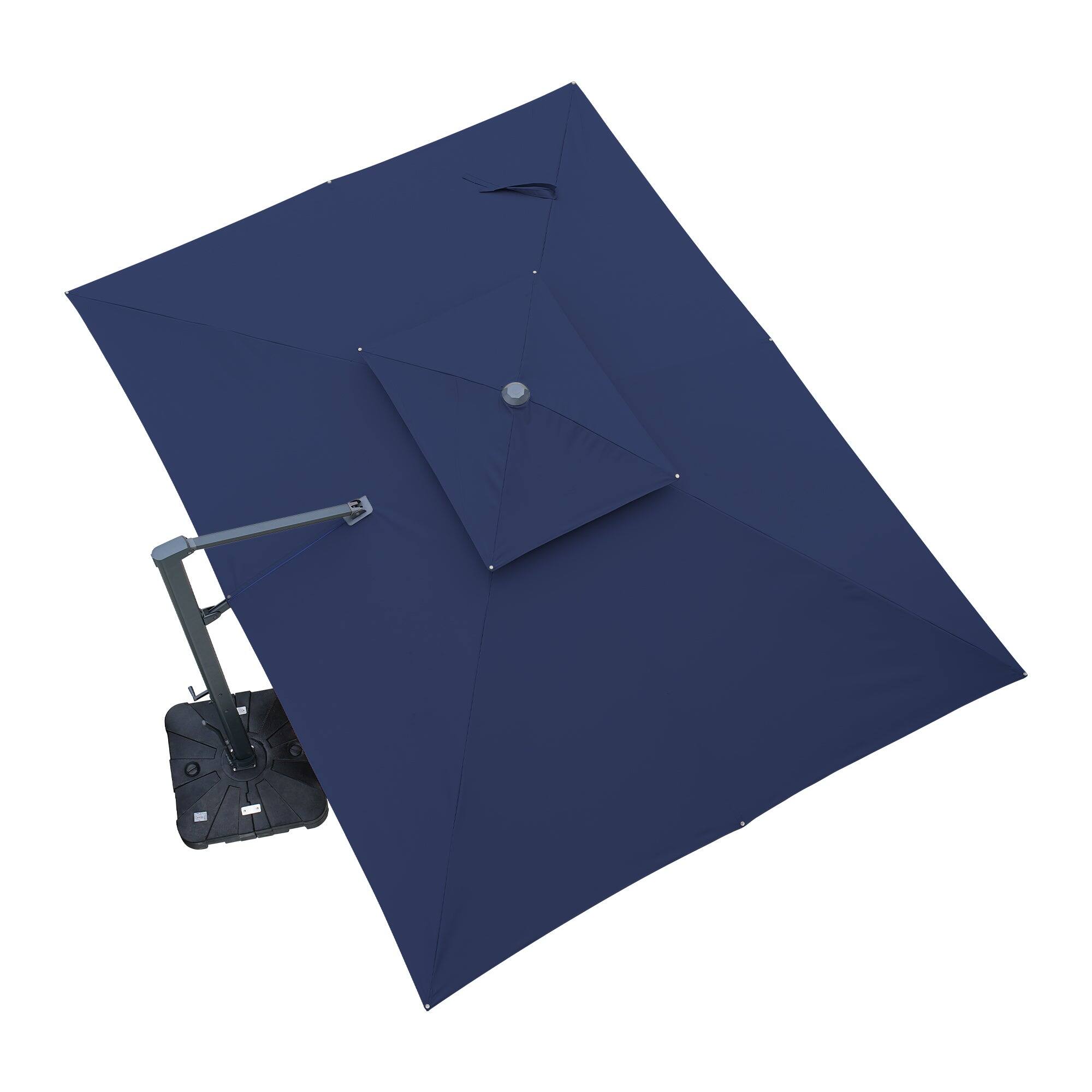Left. Mondawe - 10x13ft Cantilever Patio Umbrella with DIY Drape Hook and Base - Navy.