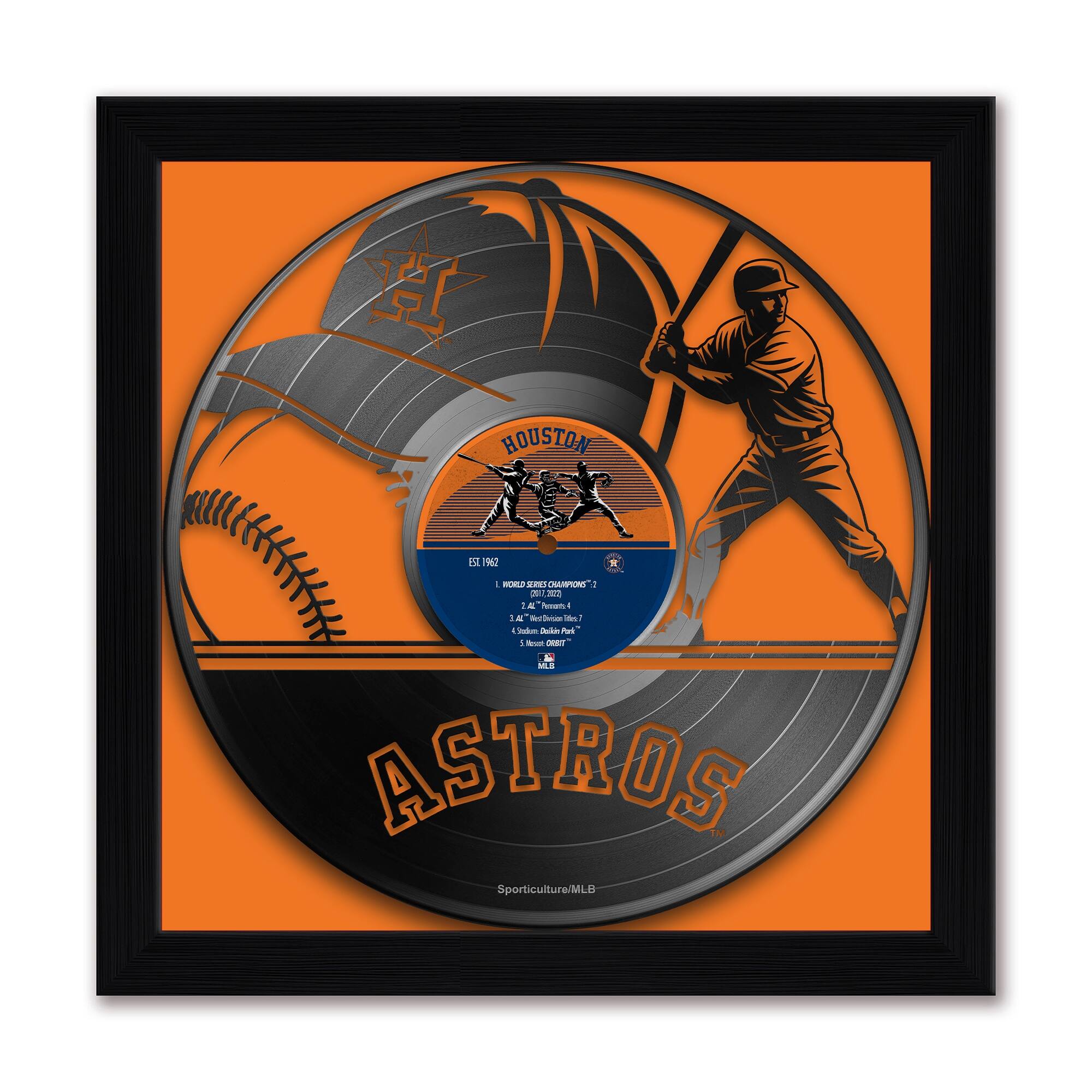Sporticulture - Houston Astros Framed 13" x 13" Vinyl Record Art Print - Multicolor