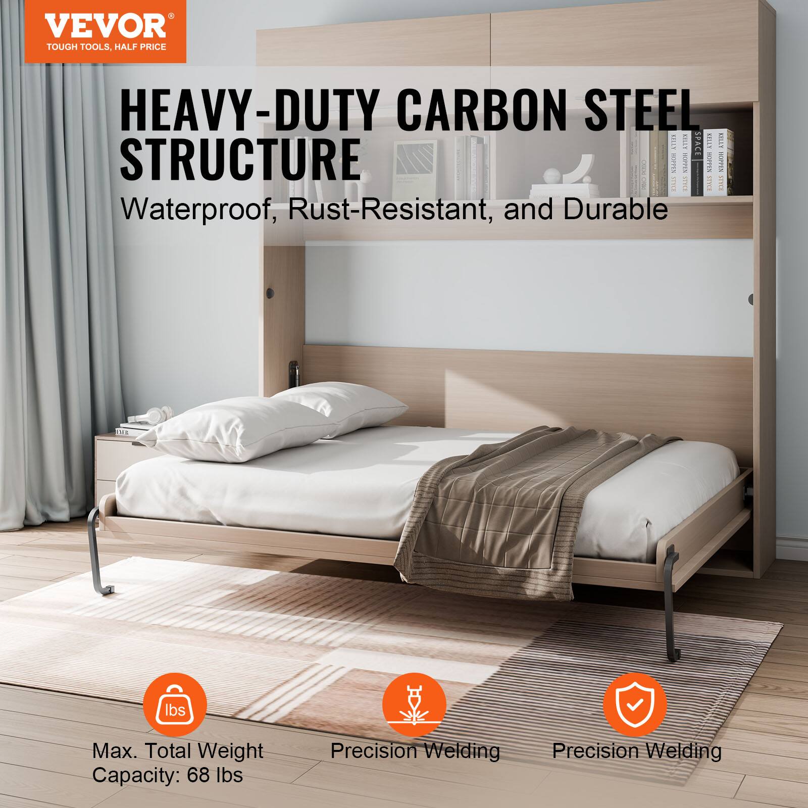VEVOR TOUGH TOOLS, HALF PRICE

HEAVY-DUTY CARBON STEEL STRUCTURE

Waterproof, Rust-Resistant, and Durable

Max. Total Weight Capacity: 68 lbs

Precision Welding

Precision Welding