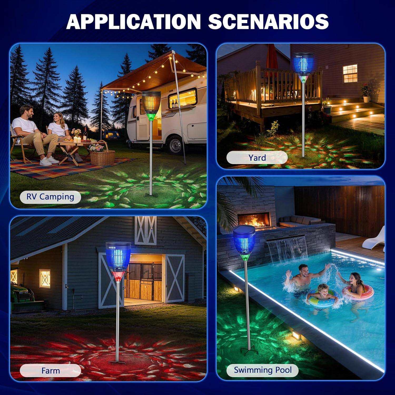 APPLICATION SCENARIOS

- RV Camping
- Yard
- Farm
- Swimming Pool