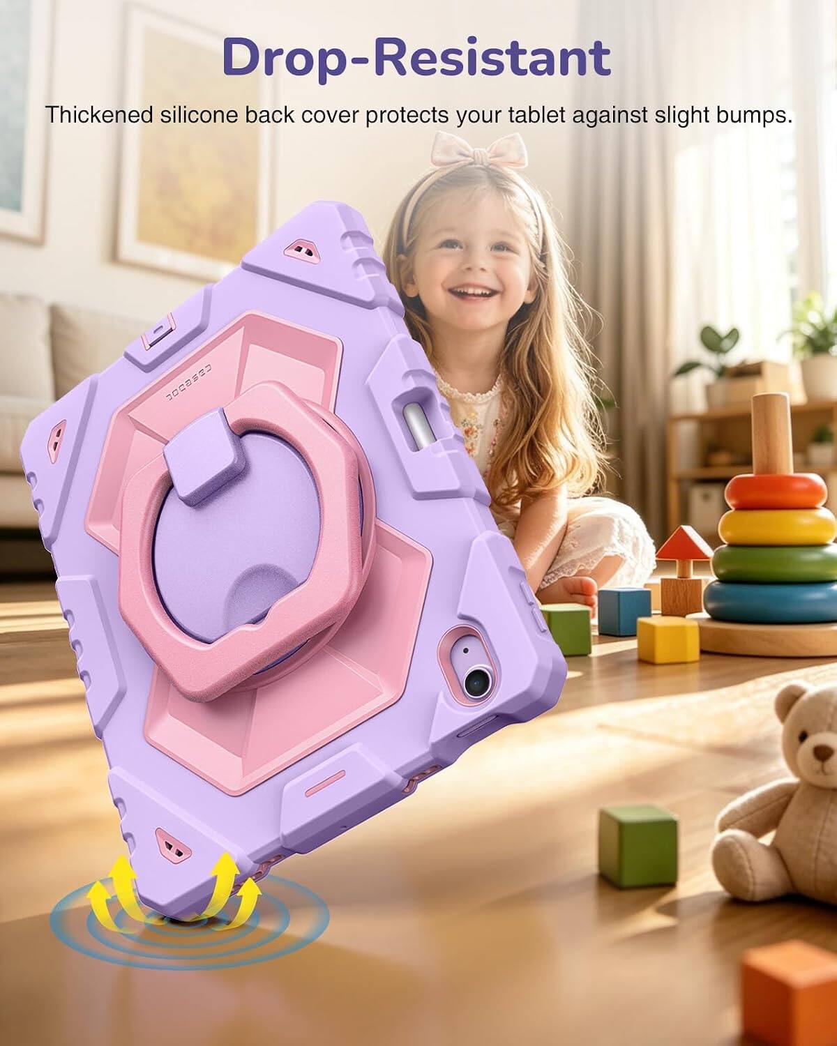Drop-Resistant  
Thickened silicone back cover protects your tablet against slight bumps.