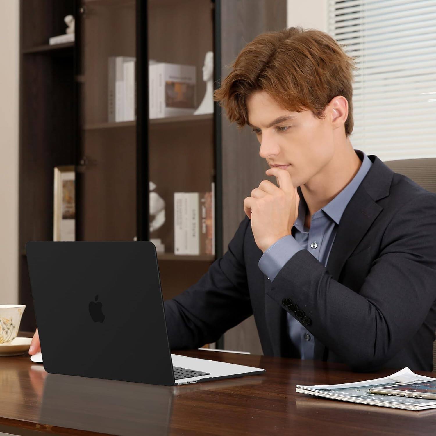 Alt View 2. mosiso - Laptop Case for MacBook Air 13 inch Case M4 A3240 M3 A3113 M2 A2681 2022-2025 - Black.