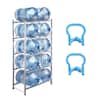 Front. VEVOR - 5 Tiers Water Jug Holder, 5 Gallon Water Bottle Holder, Double Row Water Bottle Rack for 10 Bottles - Black.