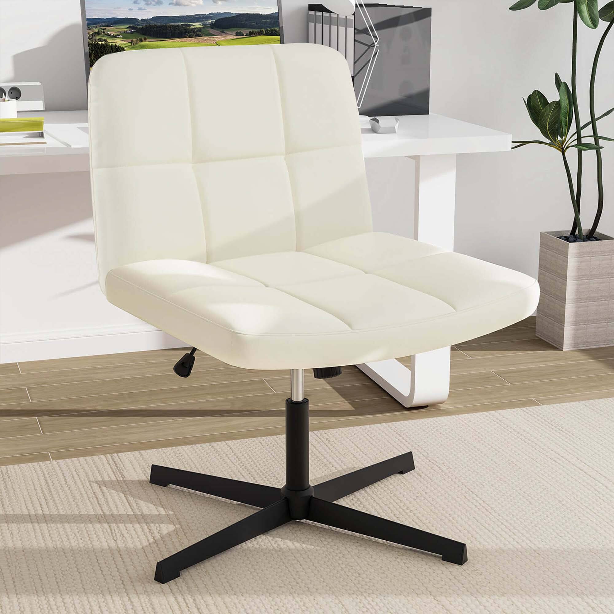 Alt View 4. Costway - Costway Criss Cross Chair Cross-legged Office Chair with Oversized U-shaped Seat No Wheels Beige - Beige.