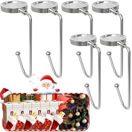 Paradigms Interiors - Christmas Stocking Holders For Mantle Mantel Hangers Metal Hooks Fireplace Xmas Party Decoration silver - Silver-6