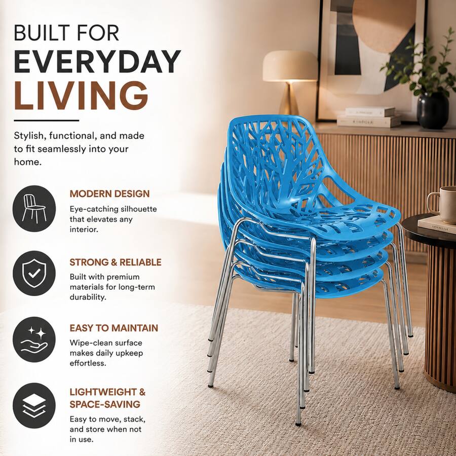 LeisureMod Asbury Stackable Modern Dining Chair with Cut Out Design and ...