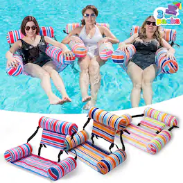 Joyfy - 3 Packs Pool Lounge Chair for Adults, Striped Pool Float Hammock, Inflatable Swimming Pool Water Floating Chair - Multicolor