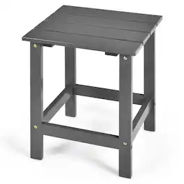 Costway - Patio 15" End Side Coffee Table Square Wooden Slat Garden Deck - Gray