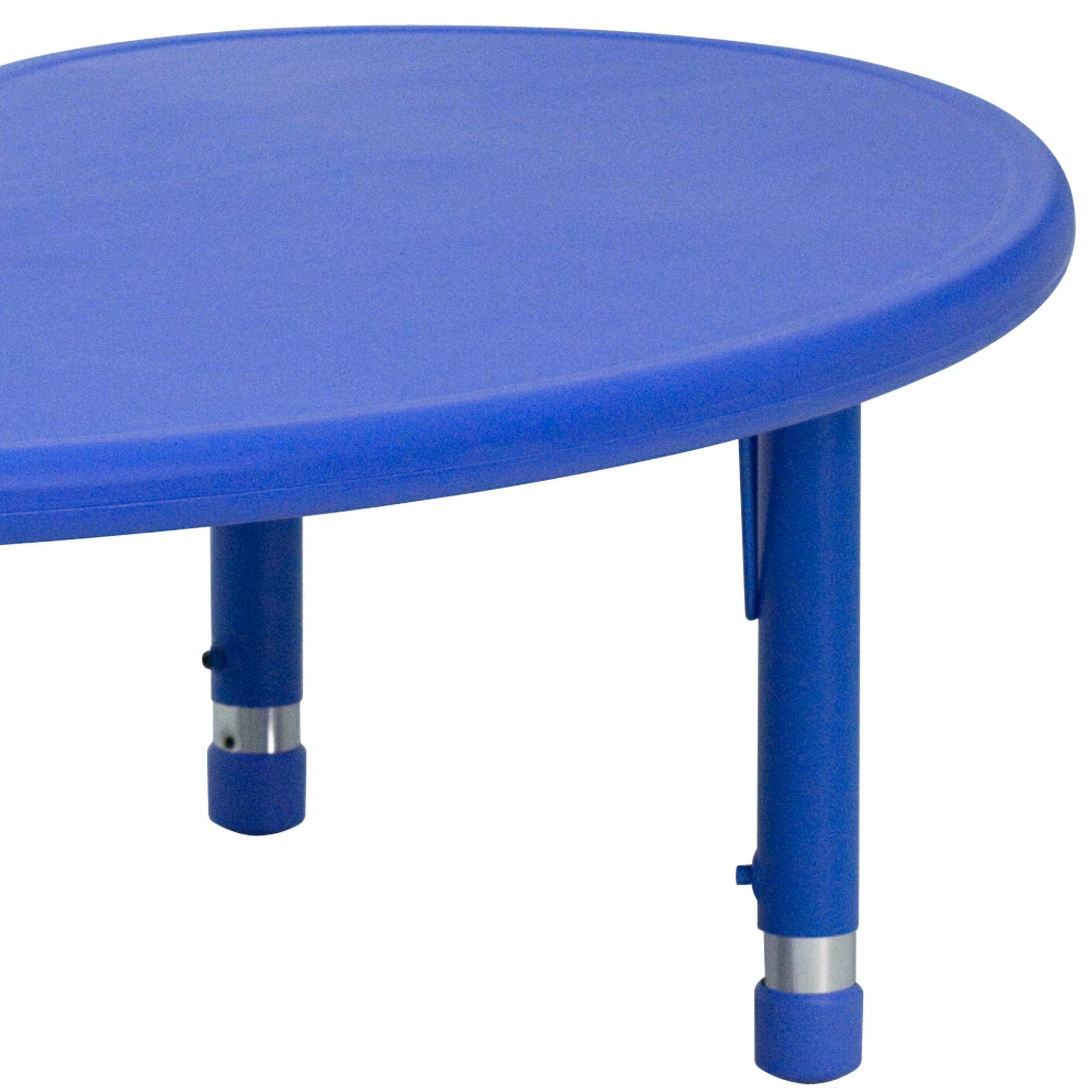 Alt View 8. Emma + Oliver - 35"W x 65"L Half-Moon Plastic Height Adjustable Activity Table - Blue.