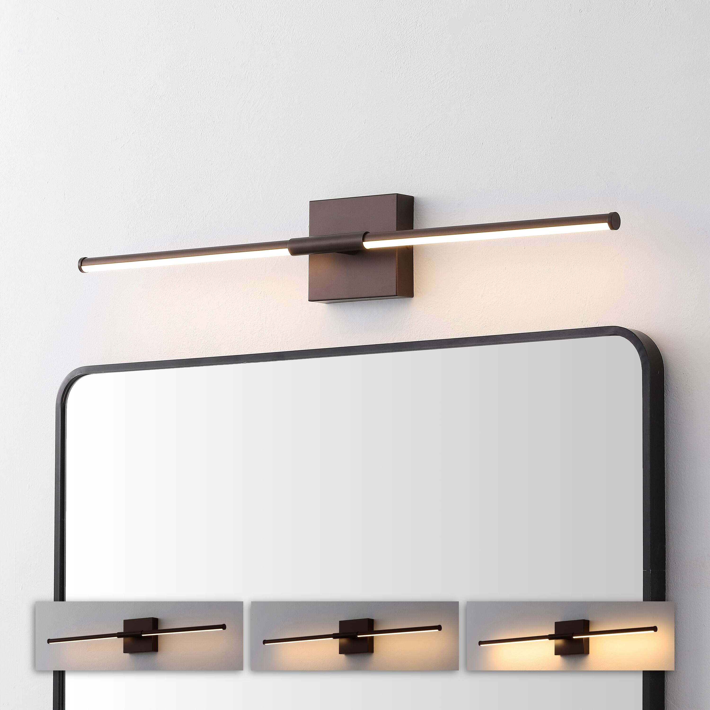 Alt View 7. Jonathan Y - McKenna 28" Modern Minimalist Adjustable Dimmable Integrated LED Metal Wall Sconce, Oil Rubbed Bronze - Oil Rubbed Bronze.