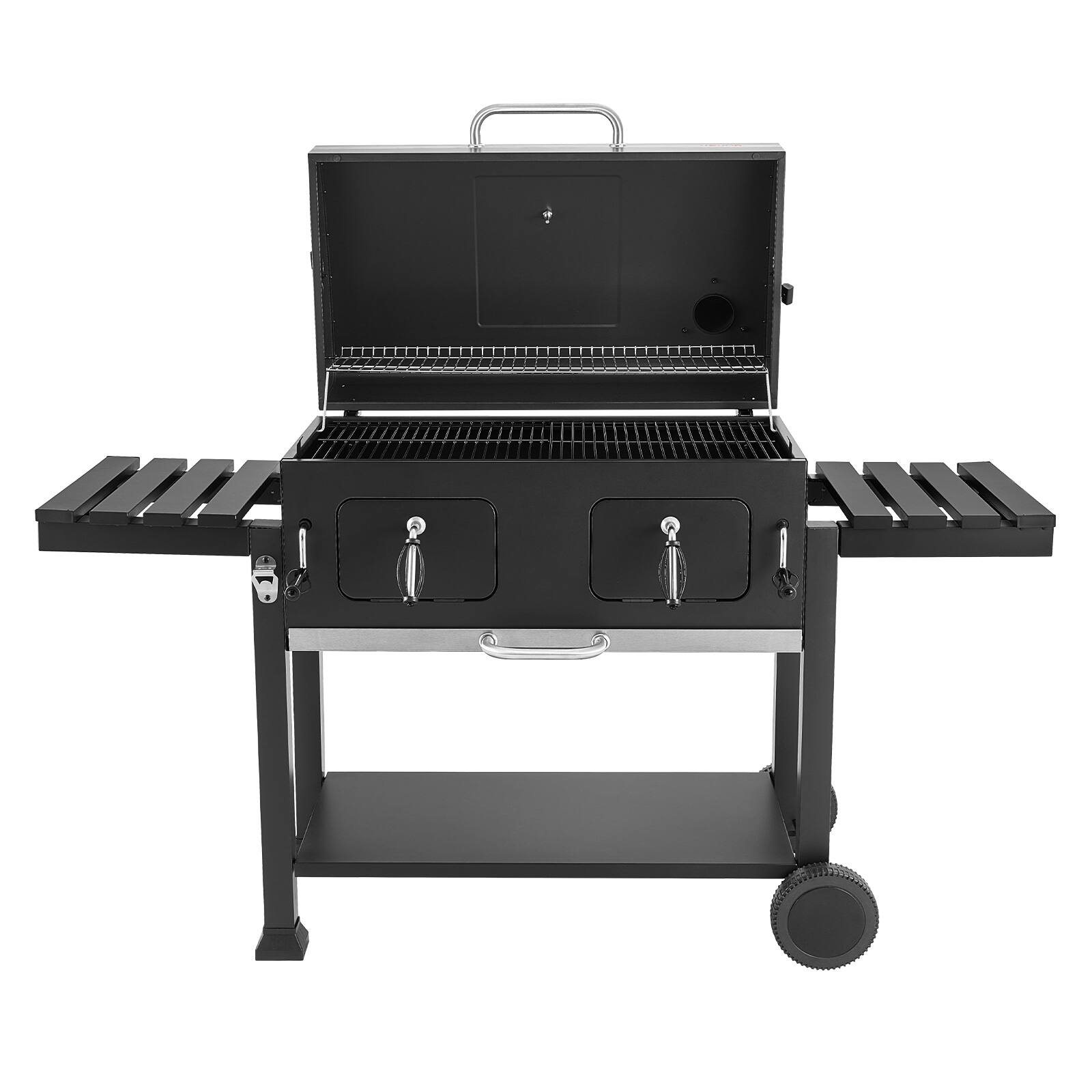Alt View 5. VEVOR - Charcoal Grill, 780 sq.in. Extra-Large Charcoal Barbecue Grill with 2 Liftable Charcoal Trays & Folding Side Tables - Black.