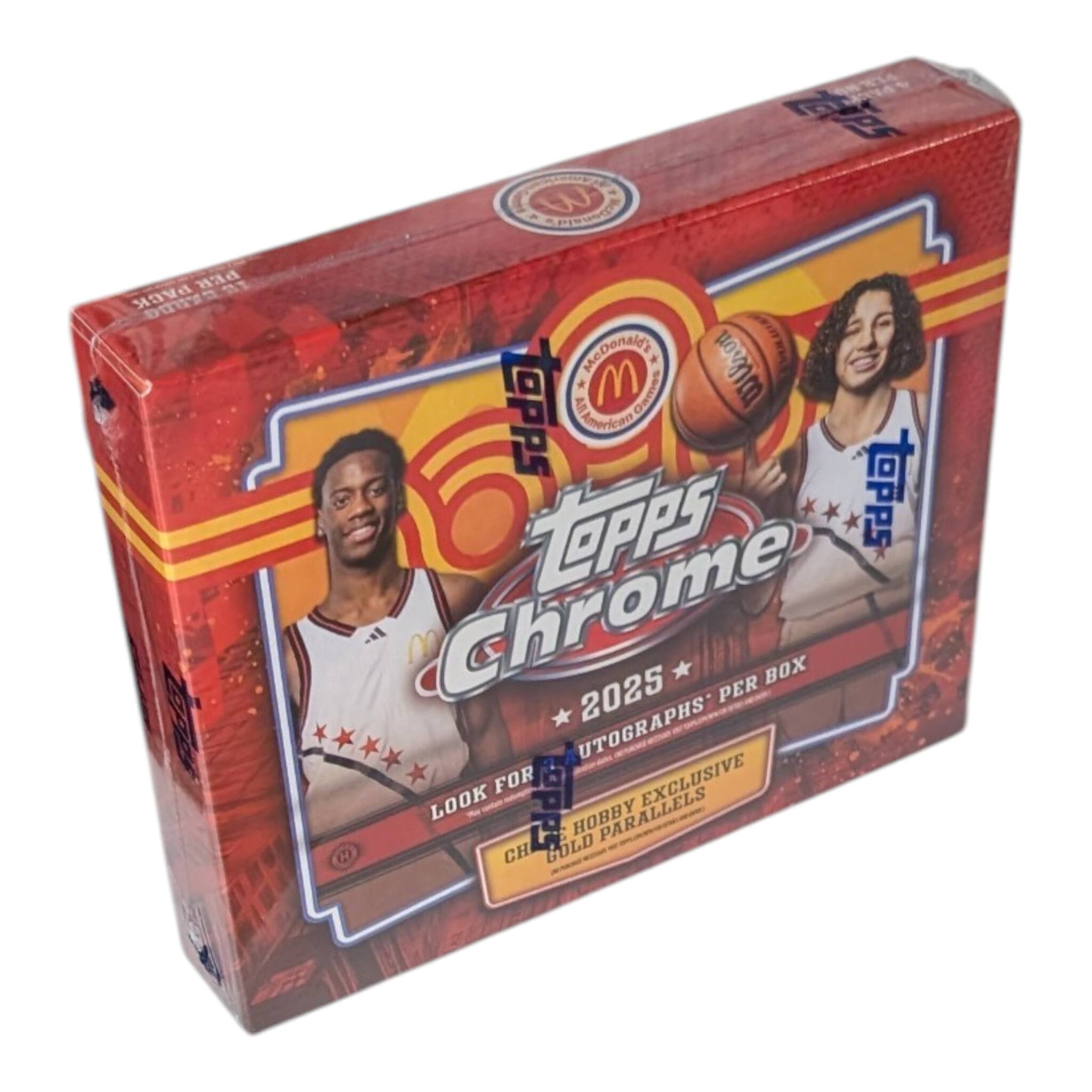 PER PACK  
MG Donaiy Wilson  
AR M Oames  
TOPPS  
American  
TOPPS Chrome 2025  
PER BOX  
AUTOGRAPHS  
LOOK FOR EXCLUSIVE HOBBY PARALLELS  
C0 CH GOLD