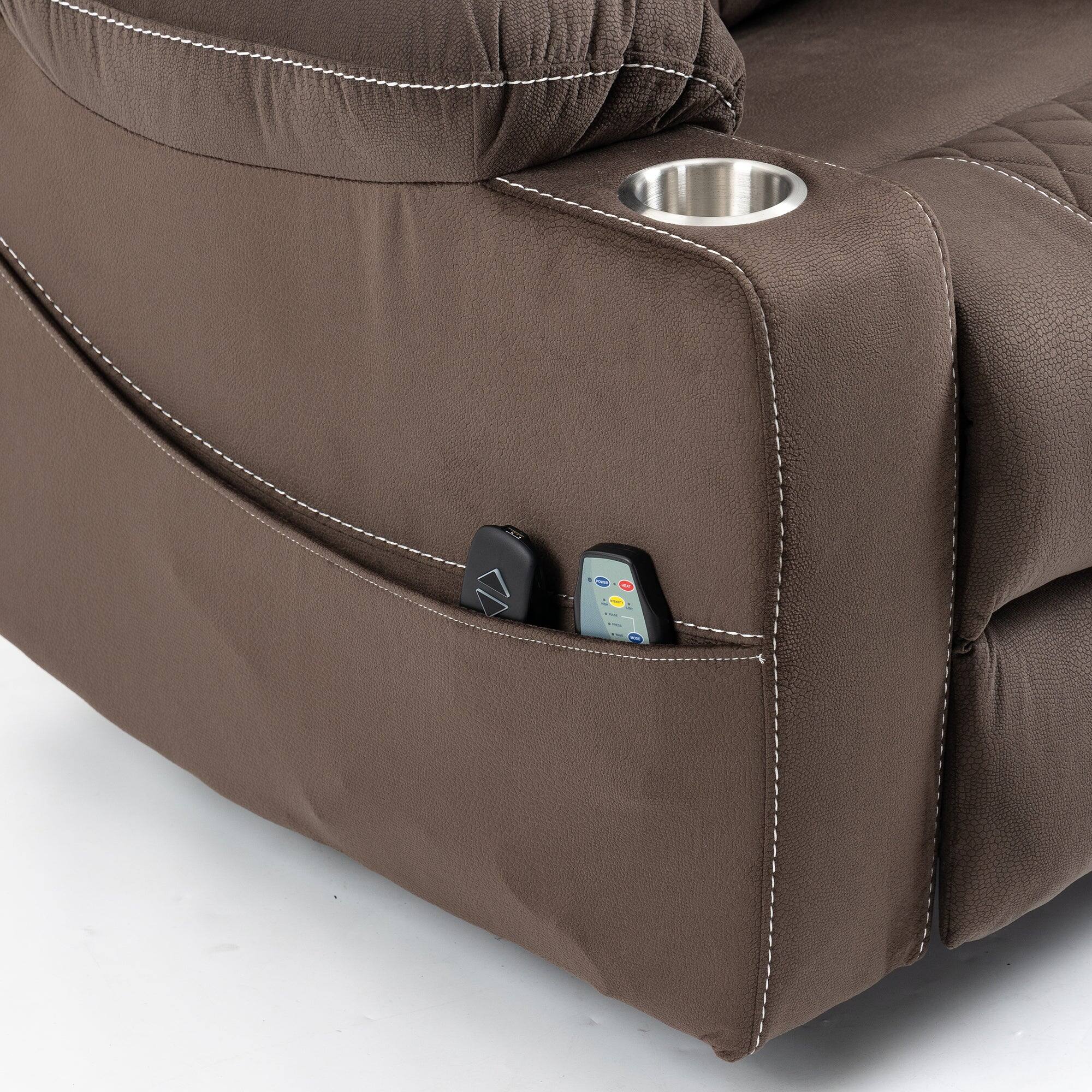 Alt View 3. Boyel Living - Oversized Elderly Electric Lift Chair Dual OKIN Motor 160° Recline Massage Heating Dual Cup Holder Living Room Furniture - Coffee.