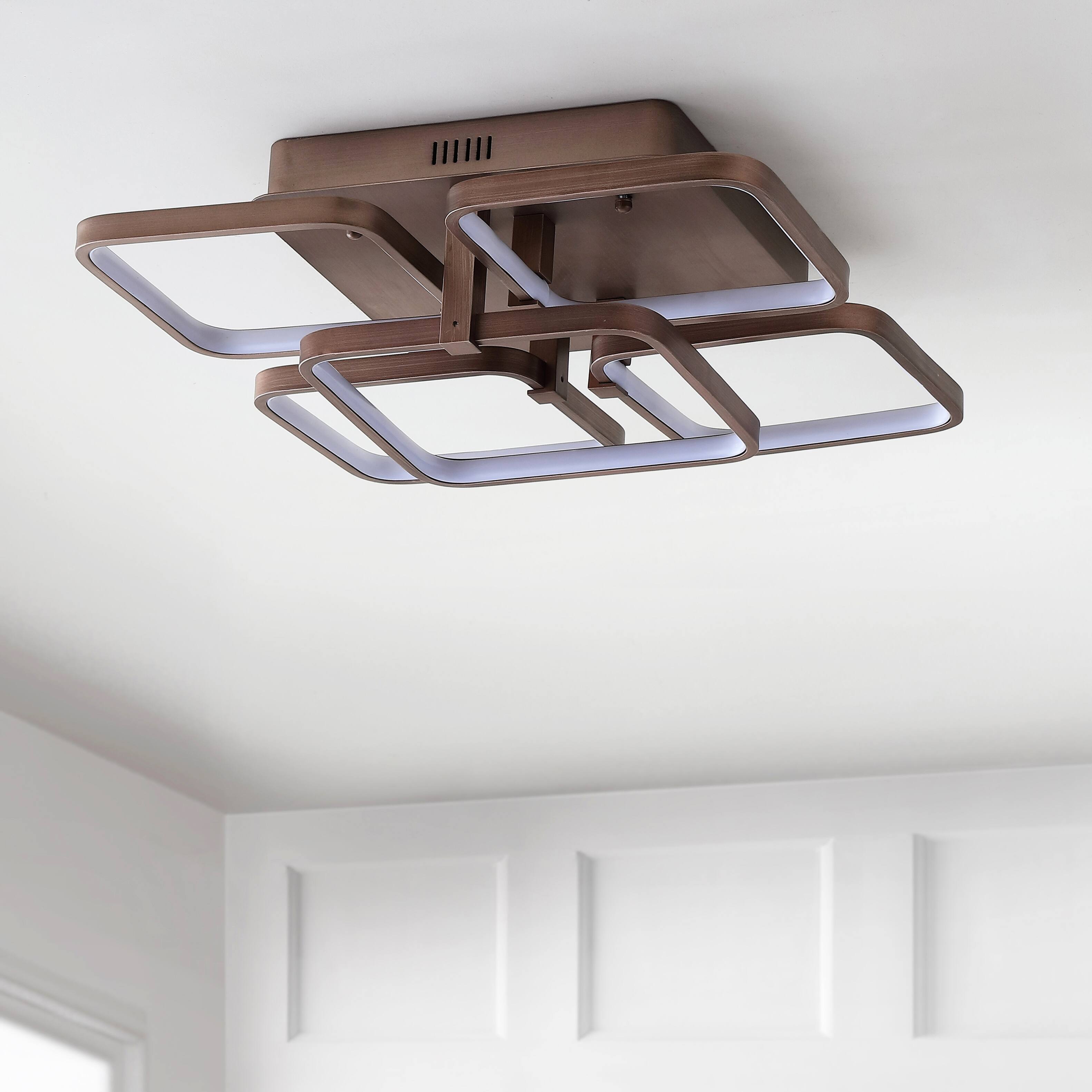 Alt View 4. Jonathan Y - Sebastian 17.5" Integrated LED Metal Flush Mount Ceiling Light, Coffee - Coffee.