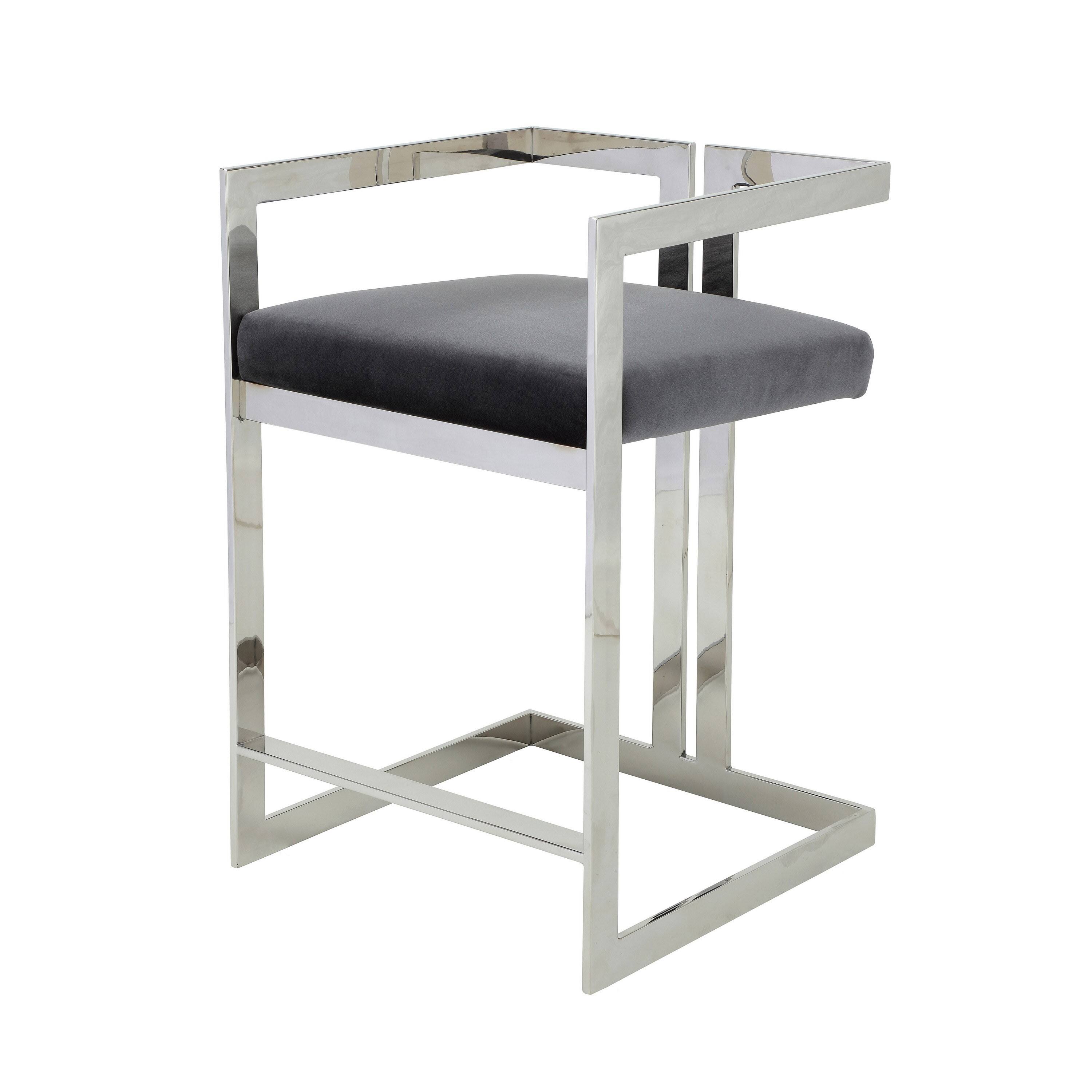 Manhattan Lane Suki 26 Inch Counter Stool Chair, Stainless Steel Frame ...