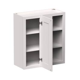 Boyel Living - 27-in W x 30-in H x 12-in D Shaker Corner Kitchen Wall Cabinet with Soft-Close Door - Glacier White