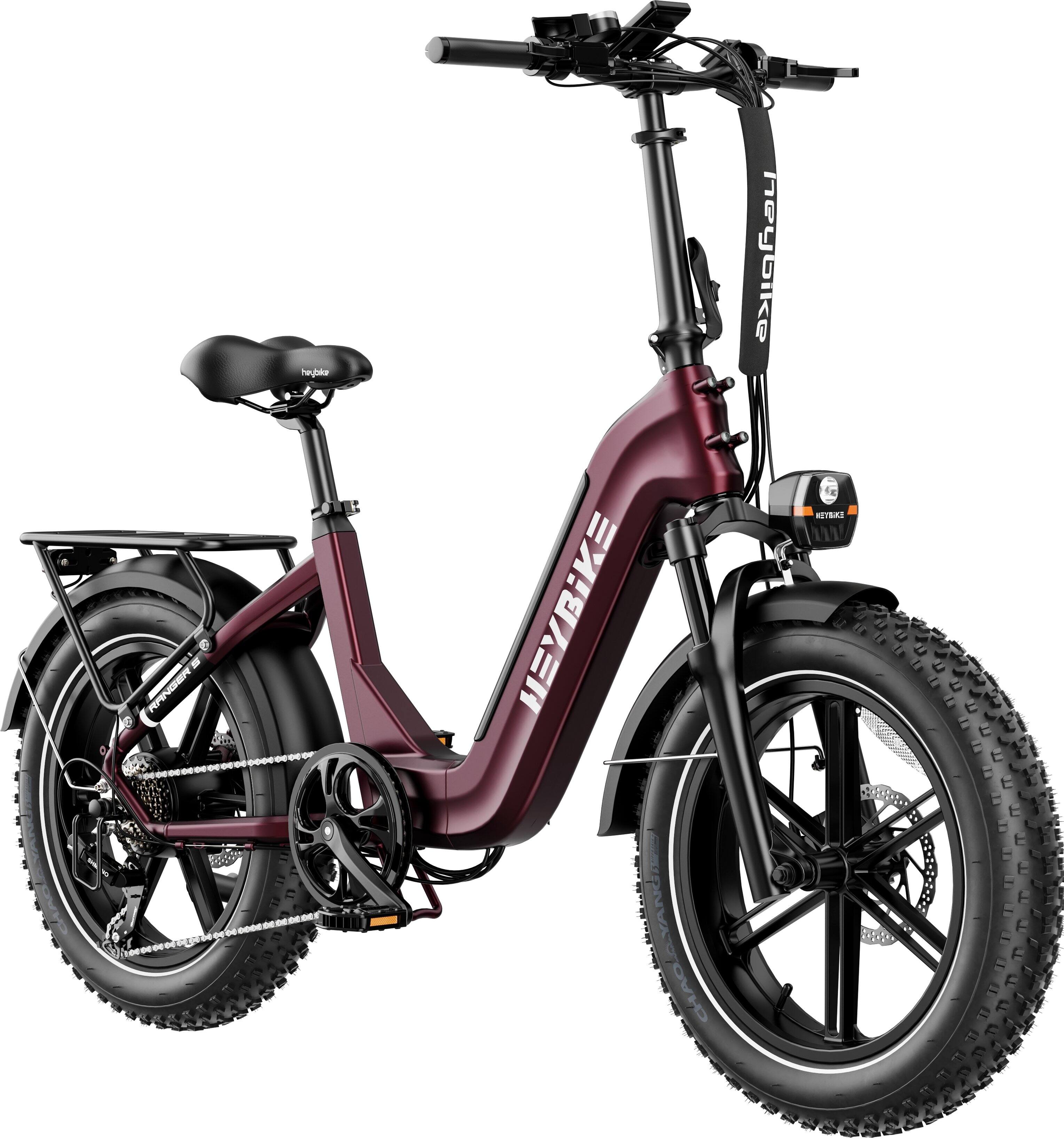 Heybike - Ranger S 1000W - Foldable Step-Thru Fat-Tire Ebike 55mi Max Range 28mph Max Speed - UL Certified - Red