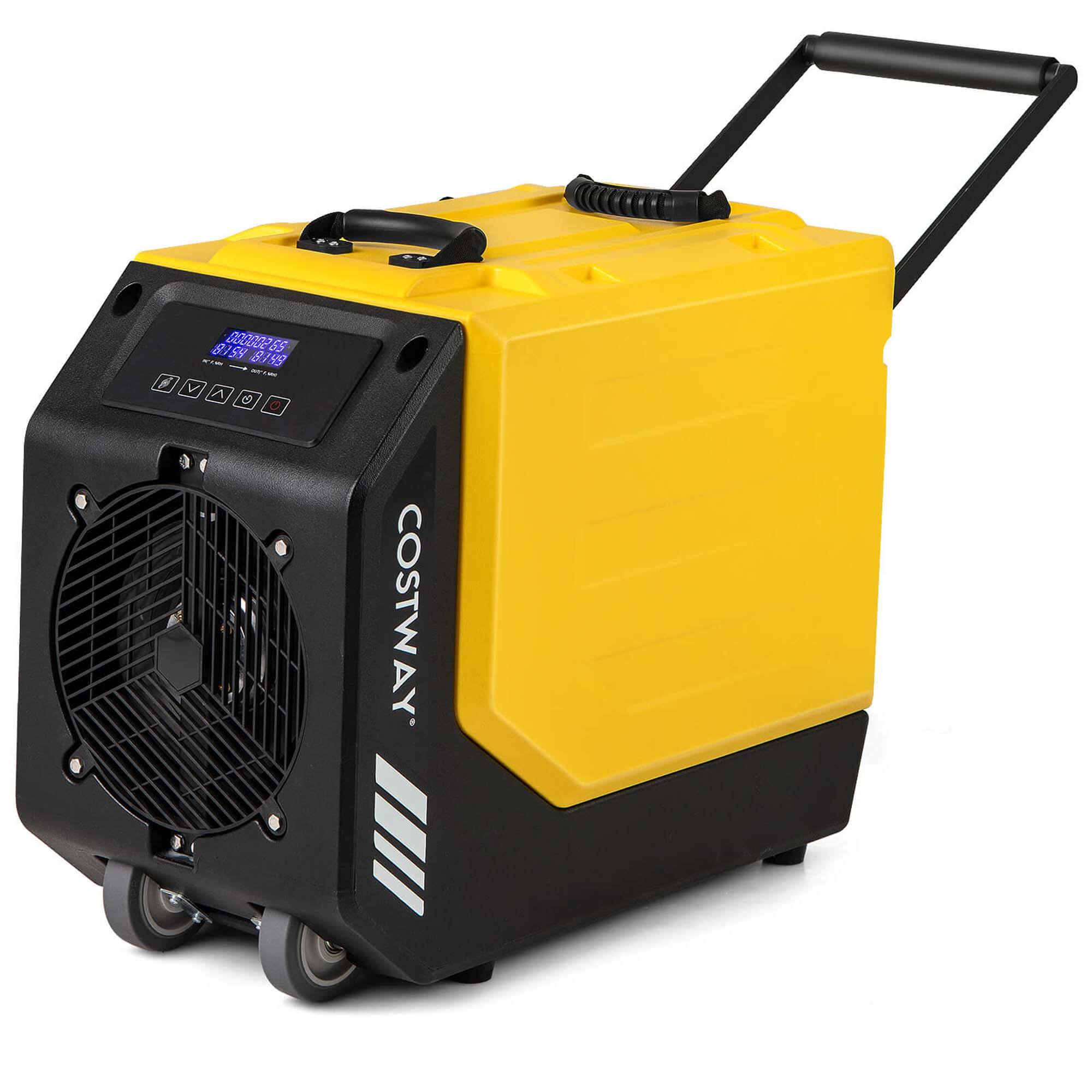 Costway - 190 PPD Commercial Dehumidifier Rotational Molded Industrial Dehumidifier with Pump - Yellow + Black