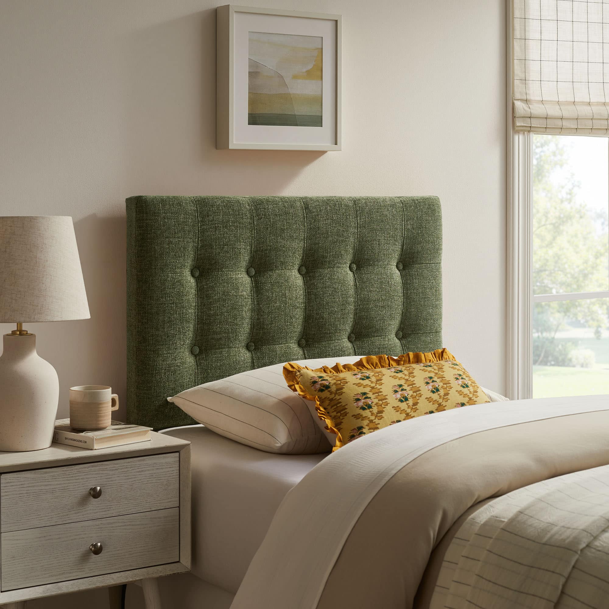 Emily Upholstered Fabric Headboard by Modway - Foliage price history on PriceWatchPro