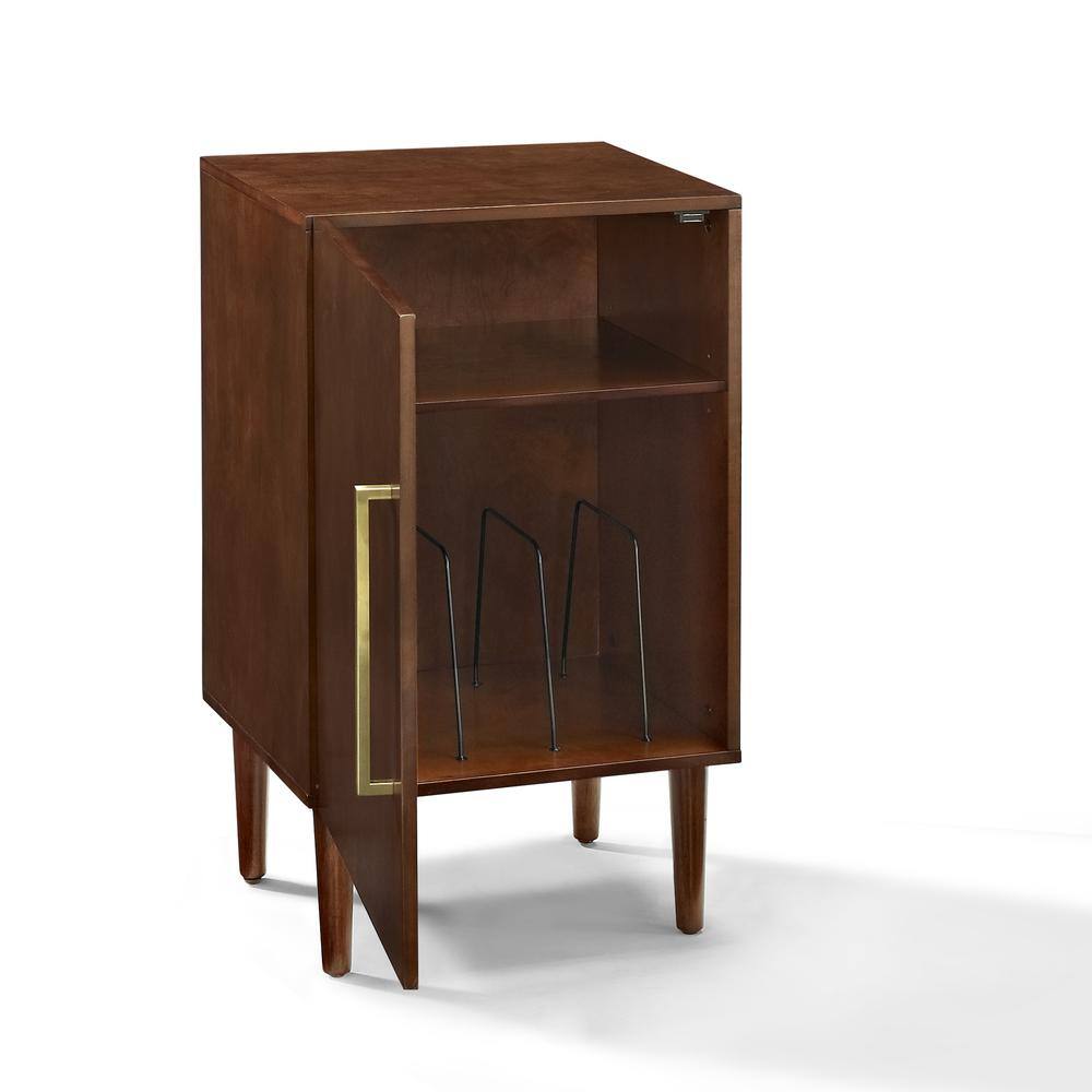 Alt View 3. Crosley Furniture - Everett Medium Record Player Cabinet With Vinyl Storage - Brown.