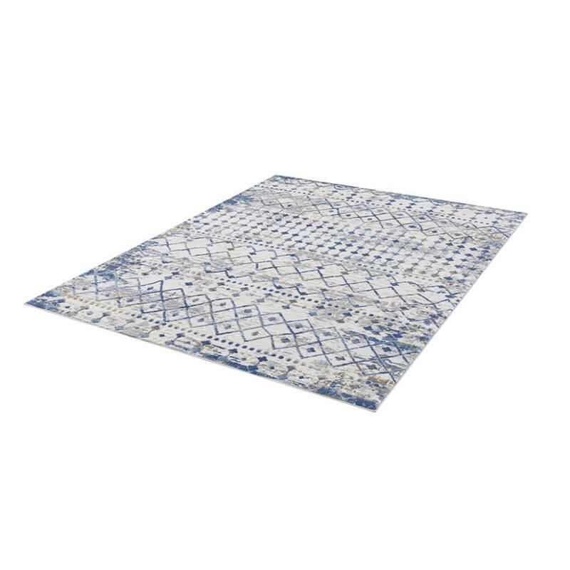 Alt View 7. HTUTWOO - Woven Area Rug - 6'6"W x 9'L Ultra Soft Floor Carpet for Living Room Indoor Dining Room, Modern Home Décor Moroccan - Blue+Cream.