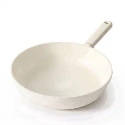 Front. SENSARTE - 10" Nonstick Ceramic Frying Pan Skillet, Induction Omelette Pan, Healthy Cookware with Stay-Cool Handle, Dishwasher Safe - White.