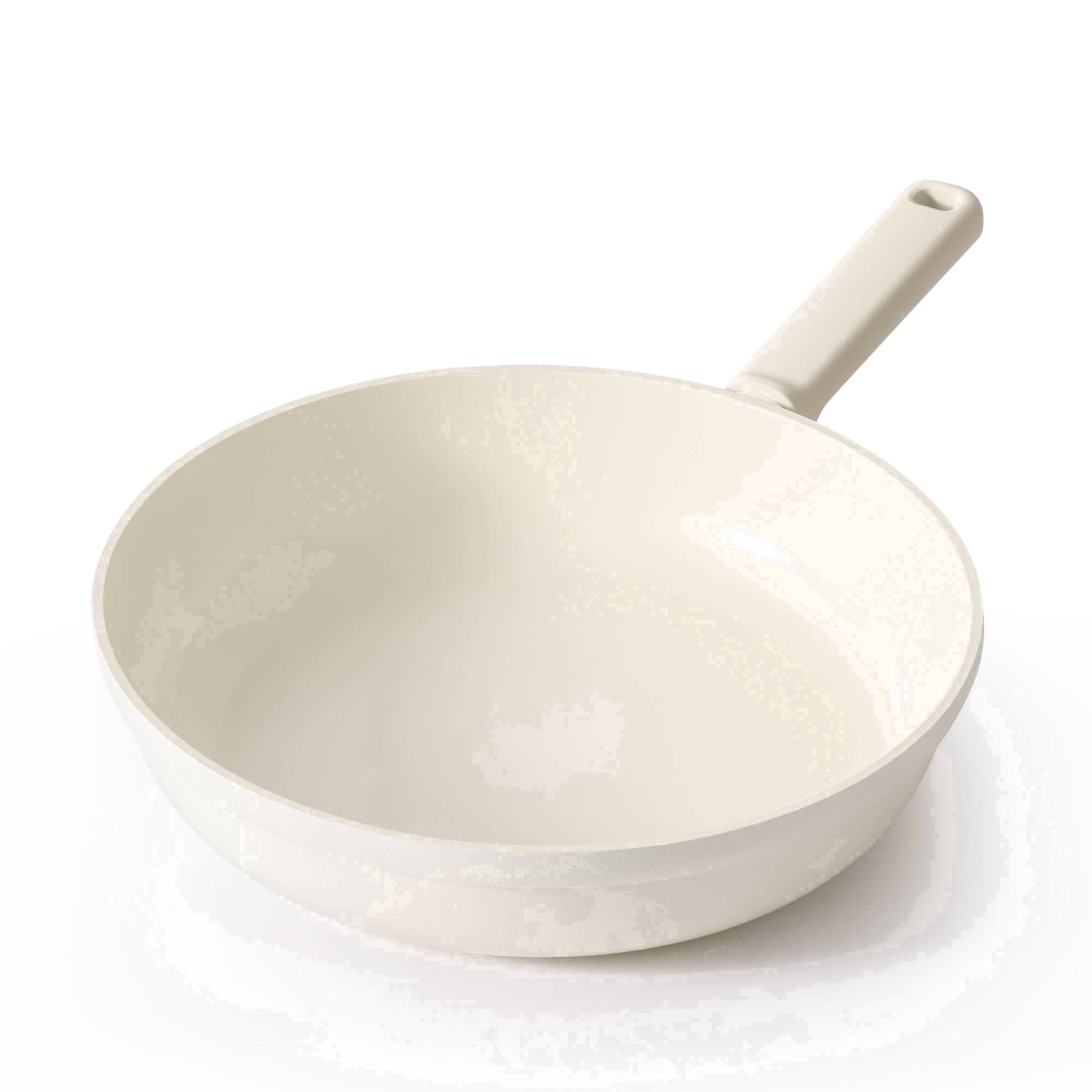 Front. SENSARTE - 10" Nonstick Ceramic Frying Pan Skillet, Induction Omelette Pan, Healthy Cookware with Stay-Cool Handle, Dishwasher Safe - White.