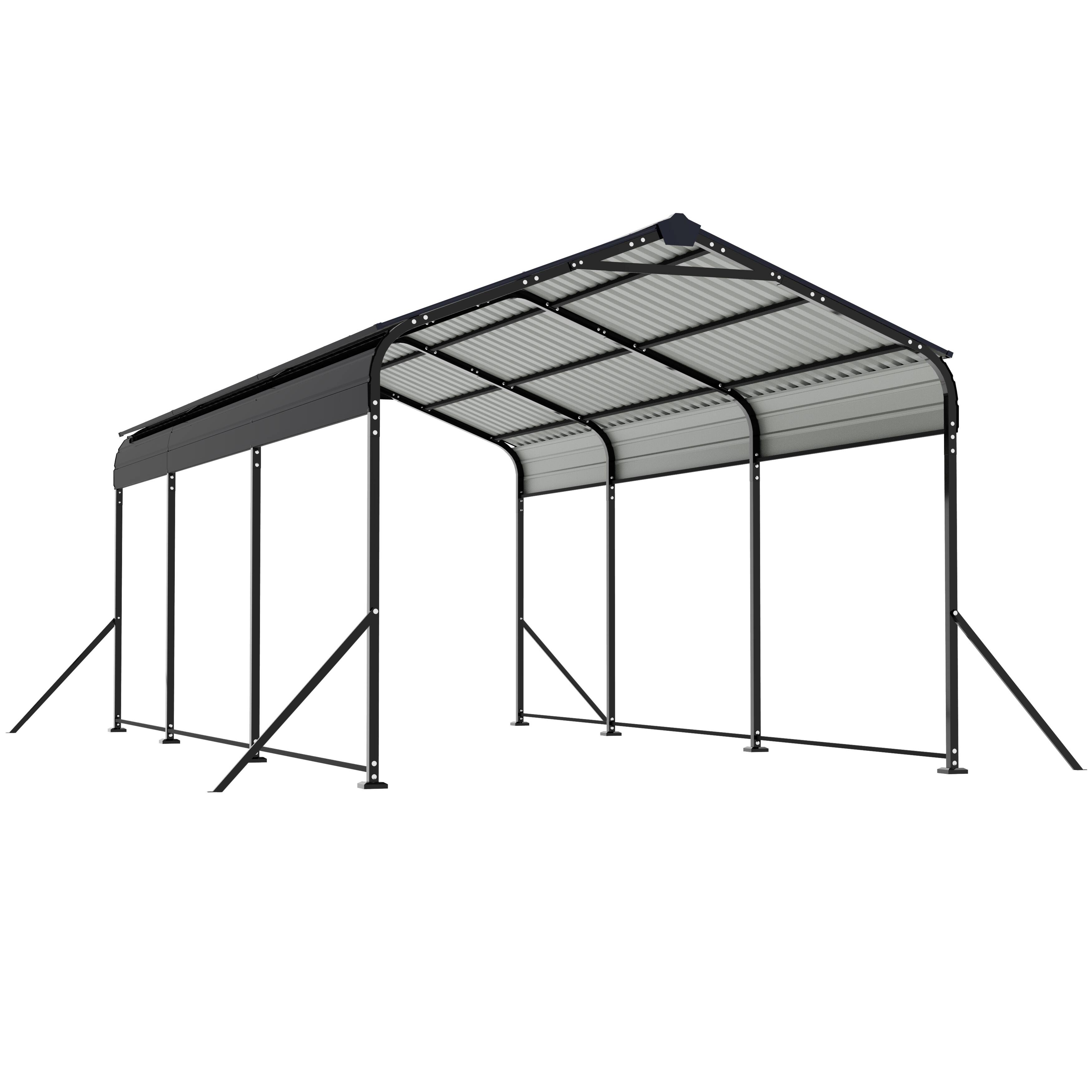 Alt View 7. Nuu Garden - 15 x 10 FT Metal Carport with Enhanced Base Outdoor Heavy Duty Garage, All-Weather Car Canopy and Shelter - Dark Gray.