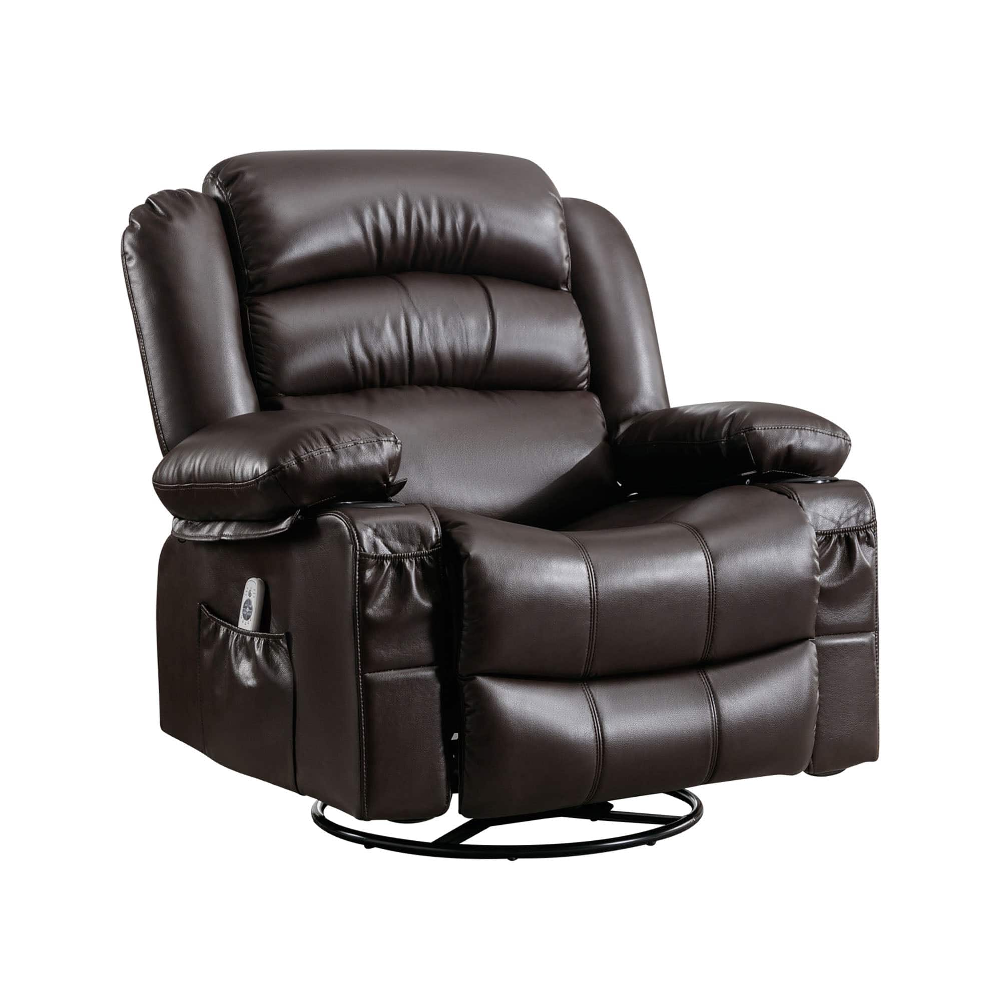 Boyel Living - Massage Swivel Rocker Recliner Chair with Vibration Massage and Heat Ergonomic Lounge Chair - Brown