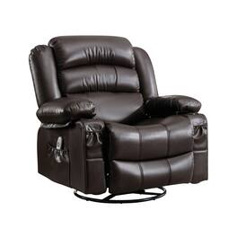 Boyel Living - Massage Swivel Rocker Recliner Chair with Vibration Massage and Heat Ergonomic Lounge Chair - Brown