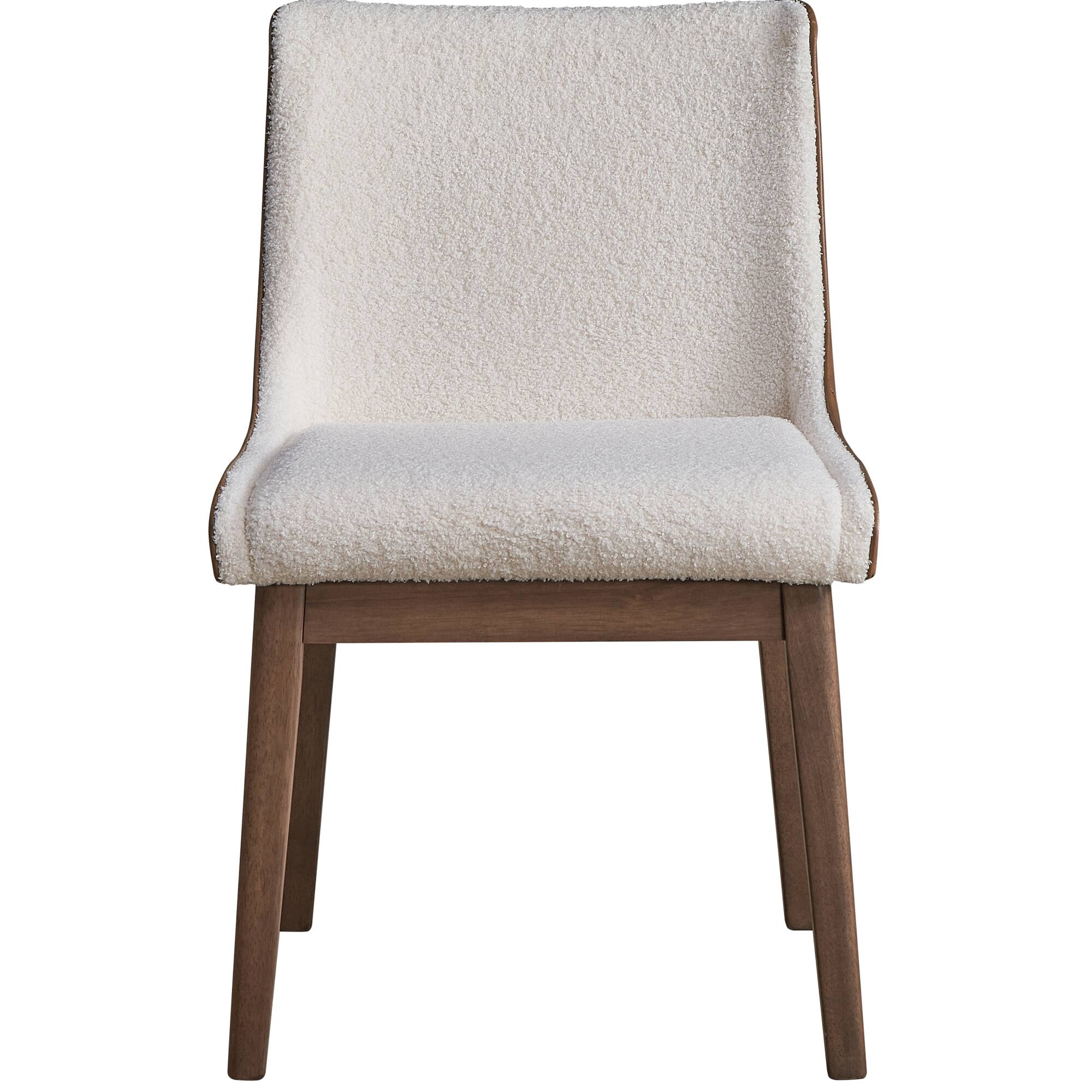 Alt View 4. GOODSILO - Elegant Boucle and Velvet Upholstered Dining Chair with Walnut Finish, Set of 2 - Walnut.
