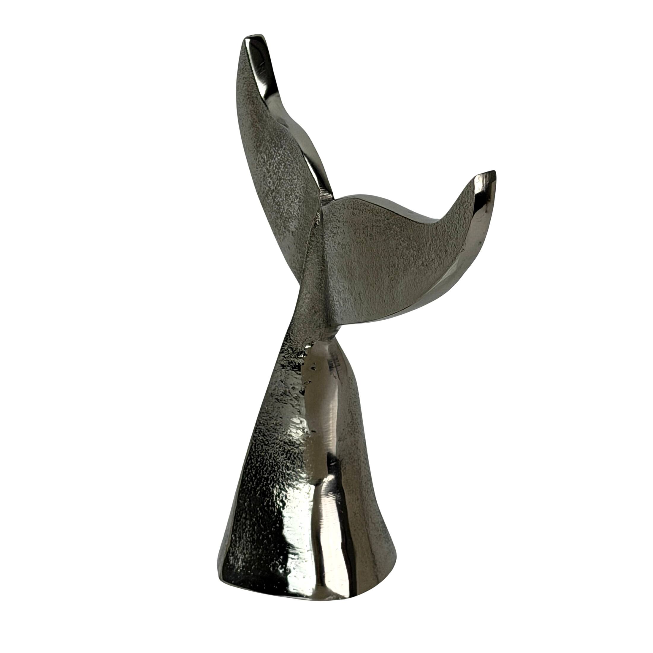 Alt View 8. Things2Die4 - Decorative Whale Tail Bookends Set of 2 Silver Cast Aluminum 7 In - Silver.